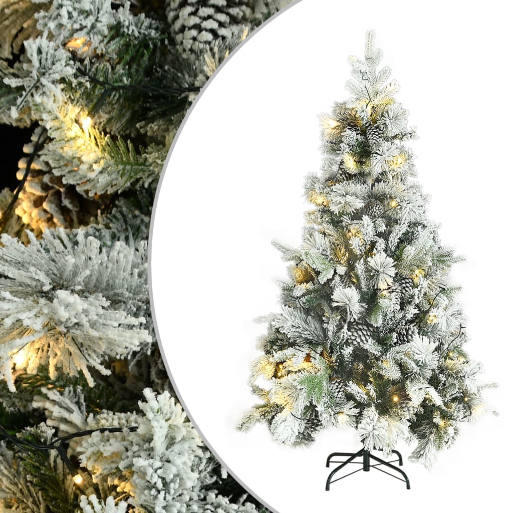 Roche Pre-lit Christmas Tree Flocked Snow Cones 195cm PVC PE - Unbeatable Bargains