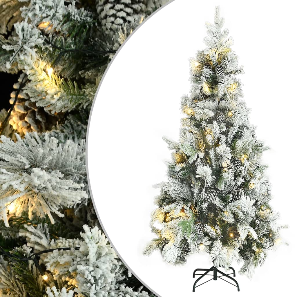 Roche Pre-lit Christmas Tree Flocked Snow Cones 225cm PVC PE - Unbeatable Bargains