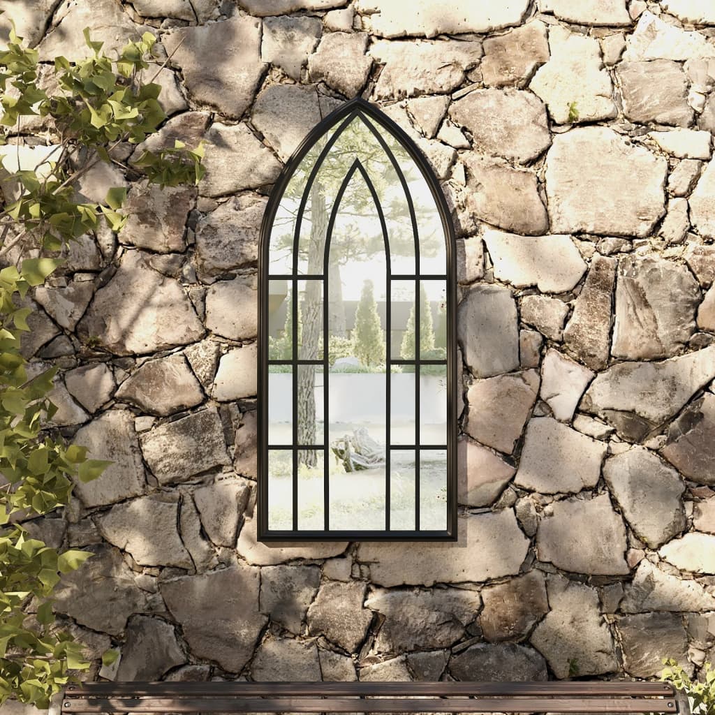 Garden Mirror Black 100x45 cm Iron for Outdoor Use - Sid & Sam