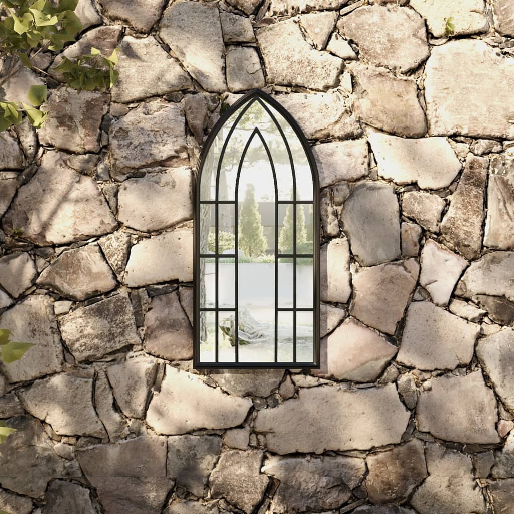 Garden Mirror Black 70x30 cm Iron for Outdoor Use - Unbeatable Bargains