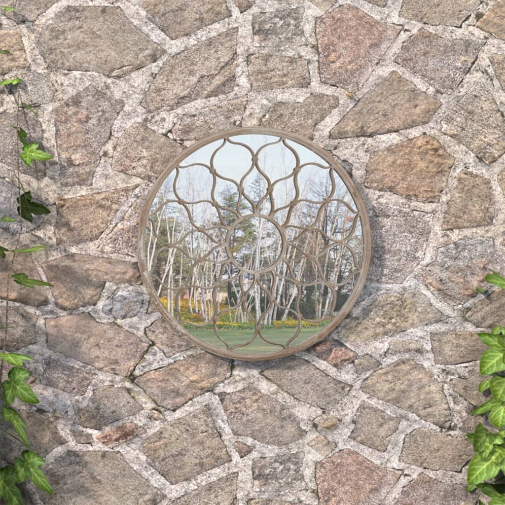Garden Mirror Sand 60x3 cm Iron Round for Outdoor Use - Discount Dealers