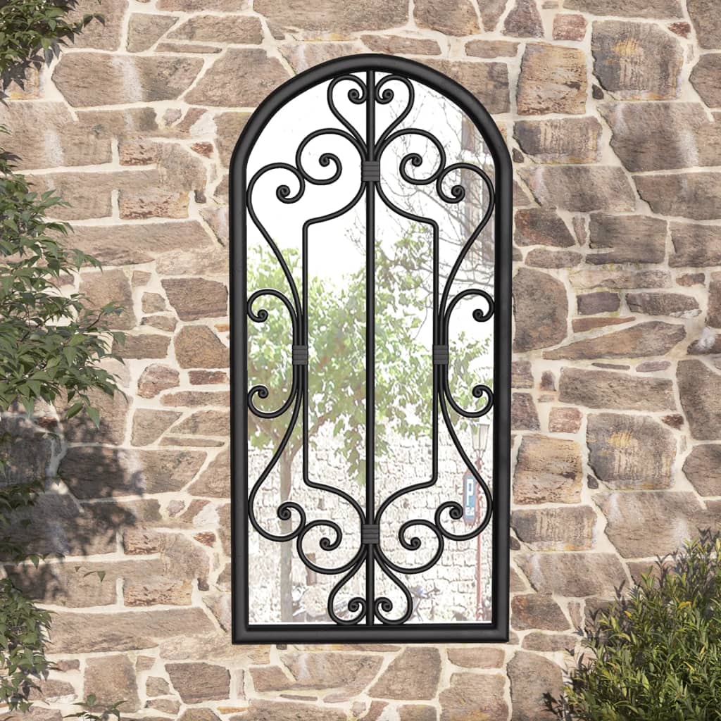 Garden Mirror Black 100x45 cm Iron for Outdoor Use - Decor Base