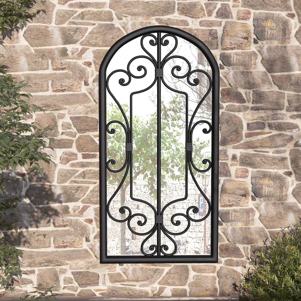 Garden Mirror Black 70x30 cm Iron for Outdoor Use - Tyrell & Tyrell