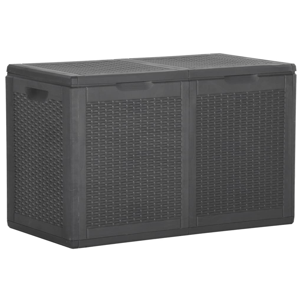 Garden Storage Box 180L Black PP Rattan - The Home Maker