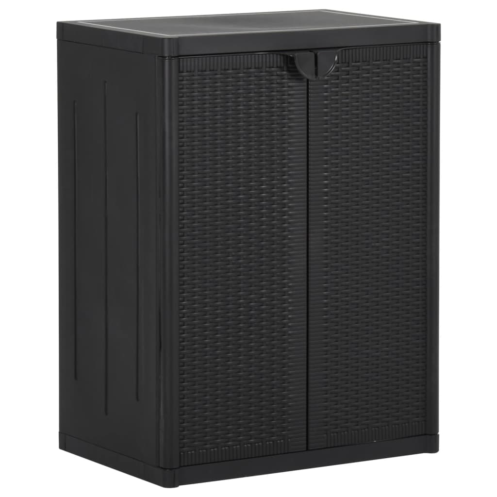 Garden Storage Cabinet Black 65x45x88 cm PP Rattan - Merkel Designers
