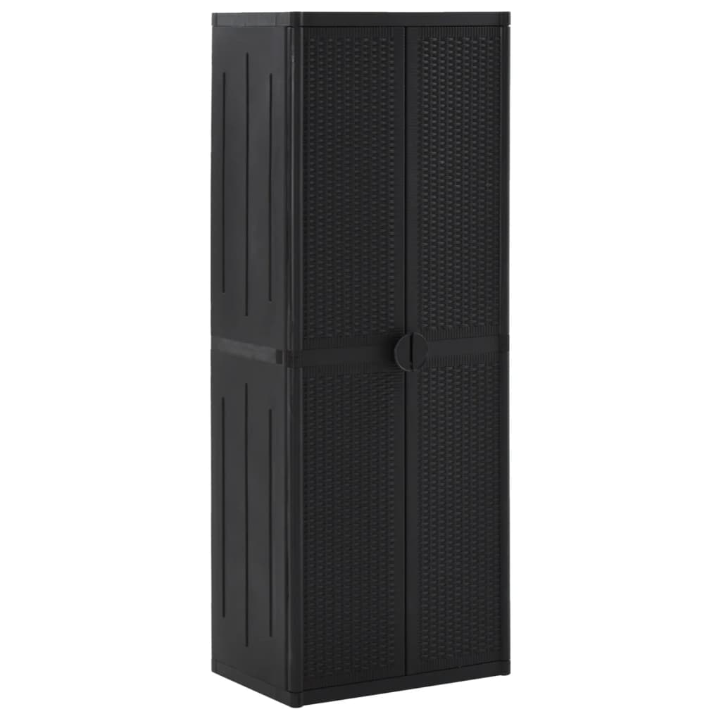 Garden Storage Cabinet Black 65x45x172 cm PP Rattan - Millennium Furniture