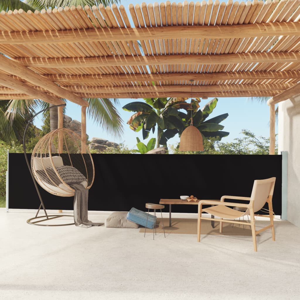 Patio Retractable Side Awning 117x600 cm Black - Design Hut