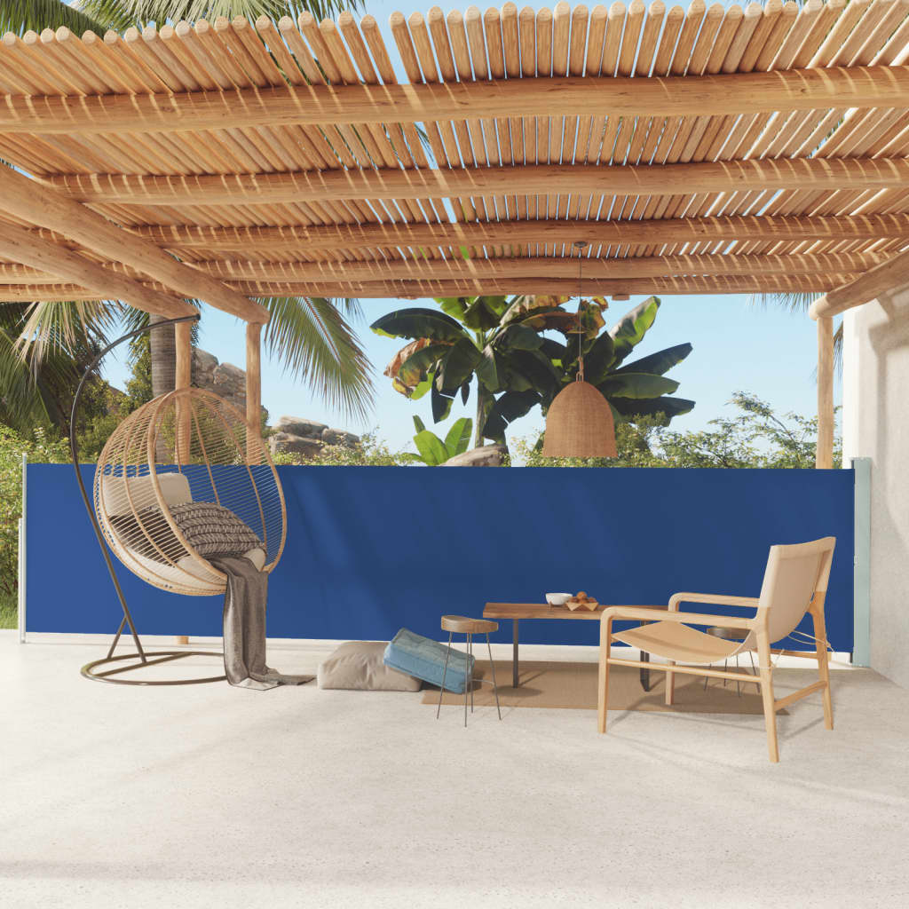 Patio Retractable Side Awning 117x600 cm Blue - Decor Base