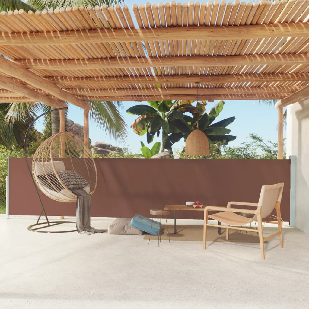 Patio Retractable Side Awning 117x600 cm Brown - R and M Furniture