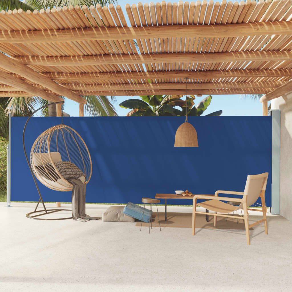 Patio Retractable Side Awning 180x600 cm Blue - R and M Furniture
