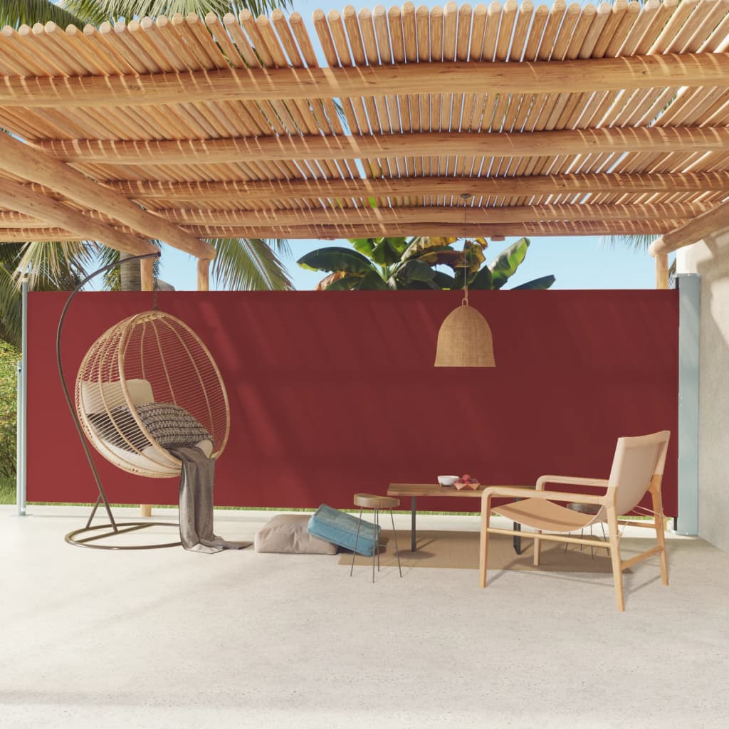 Patio Retractable Side Awning 180x600 cm Red - Design Hut