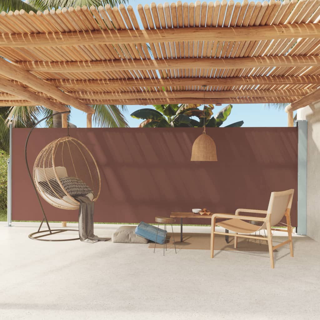 Patio Retractable Side Awning 180x600 cm Brown - The Home Maker