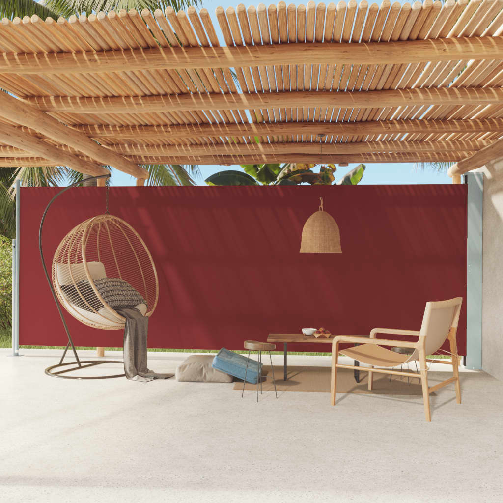 Patio Retractable Side Awning 200x600 cm Red - Design Hut
