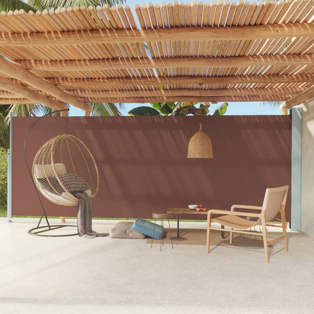 Patio Retractable Side Awning 200x600 cm Brown - Merkel Designers