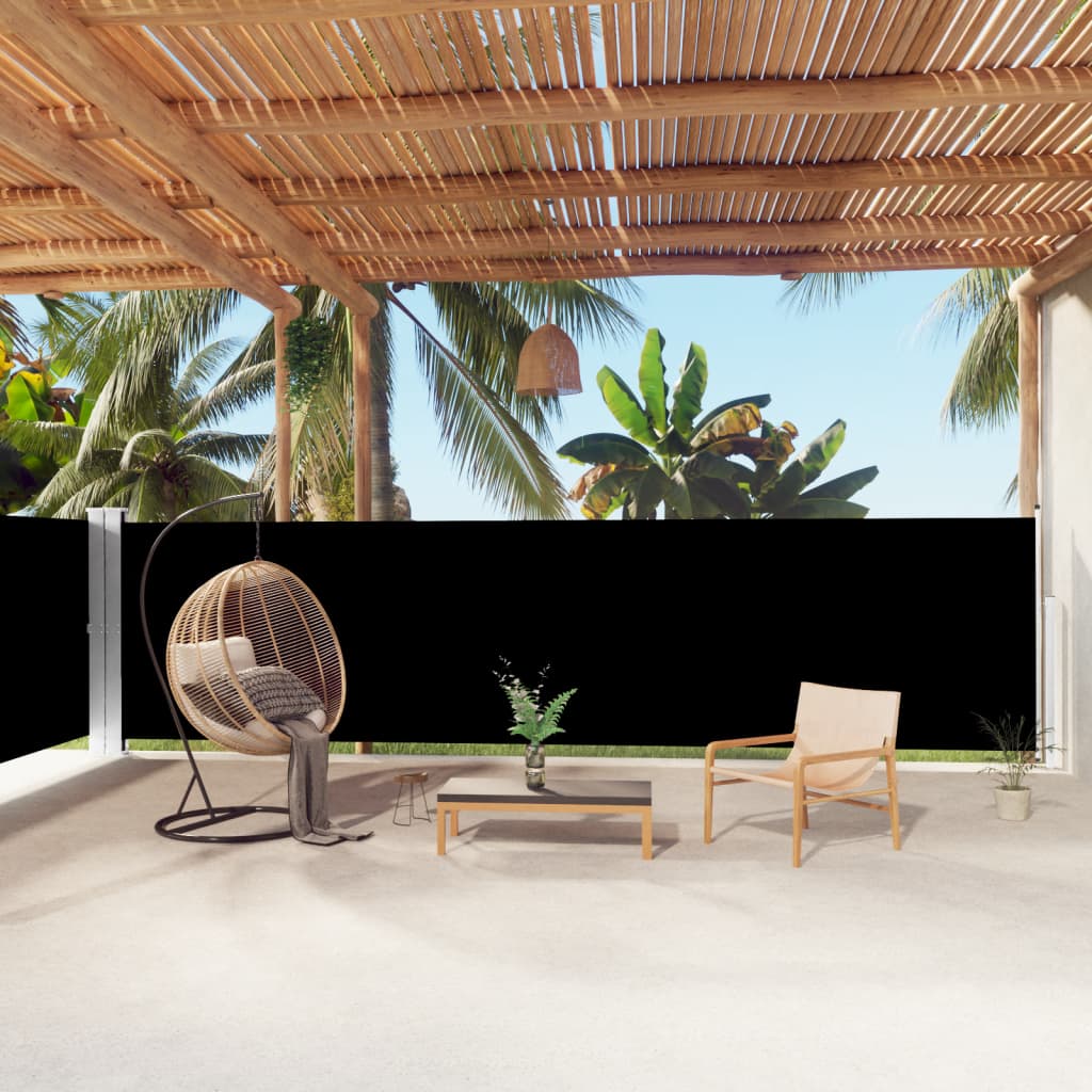 Retractable Side Awning Black 160x1000 cm - The Home Maker