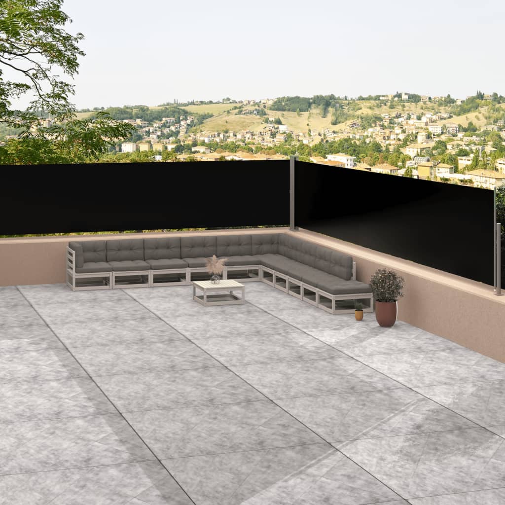 Retractable Side Awning Black 117x1200 cm - Discount Dealers