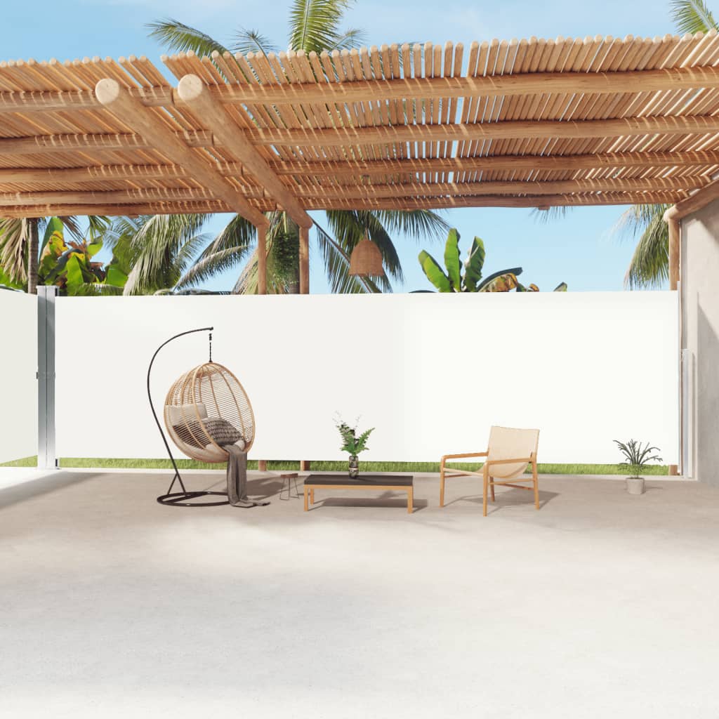 Retractable Side Awning Cream 220x1200 cm - The Home Maker
