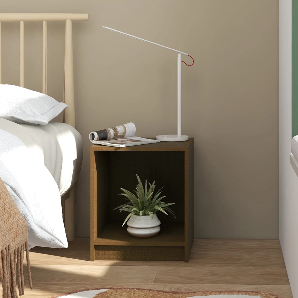 Bedside Table - OLBIA Nightstand Honey Brown 35.5cm - Design Hut