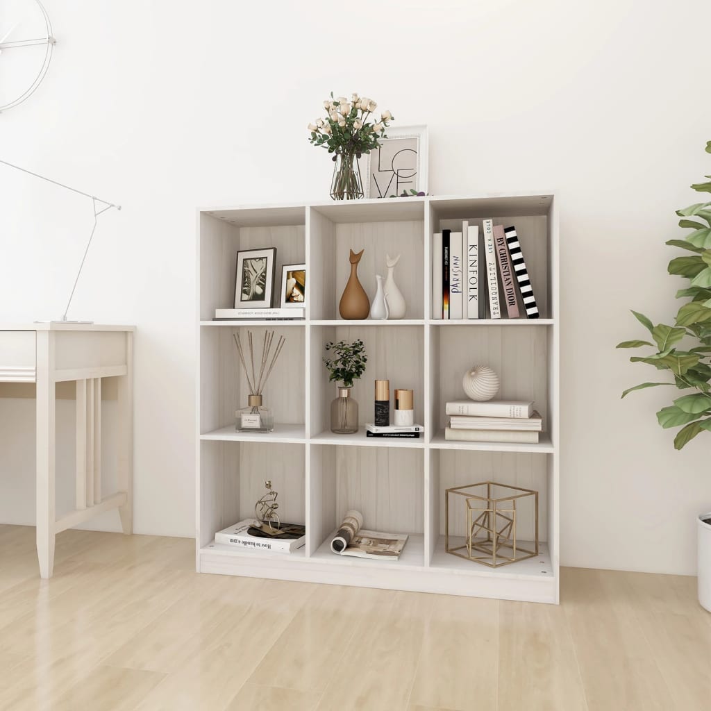 Book Cabinet/Room Divider White 104x33.5x110 cm Solid Pinewood - Design Hut