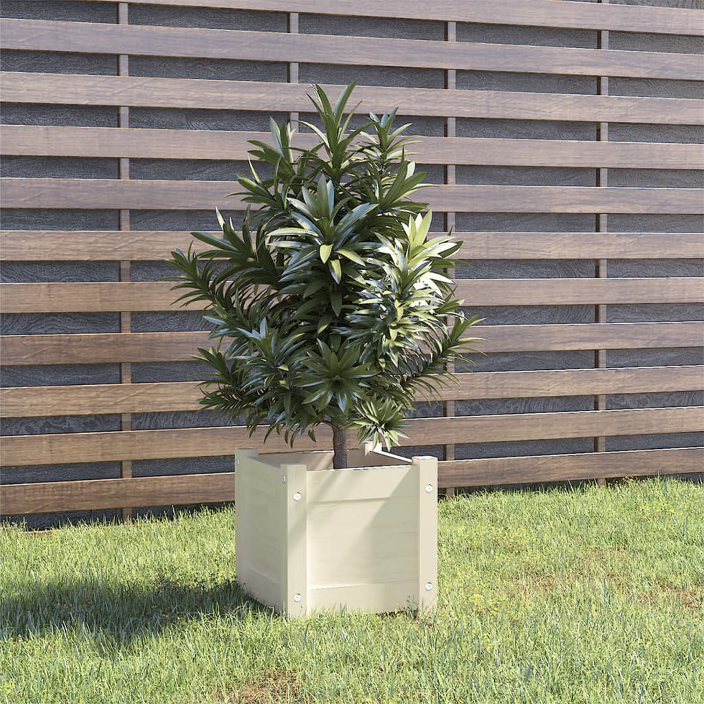 Garden Planter White 31x31x31 cm Solid Pinewood - Design Hut