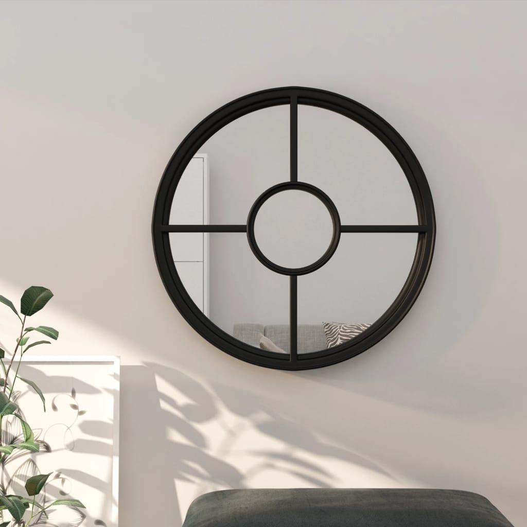 Mirror Black 60x4cm Iron Round for Indoor Use - Design Hut