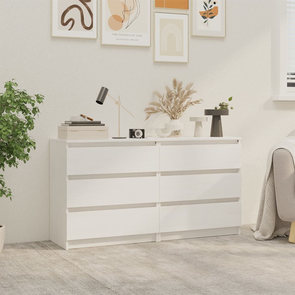 Bedside Table - ANCHORAGE 2 Piece Nightstand White 60cm - Sid & Sam