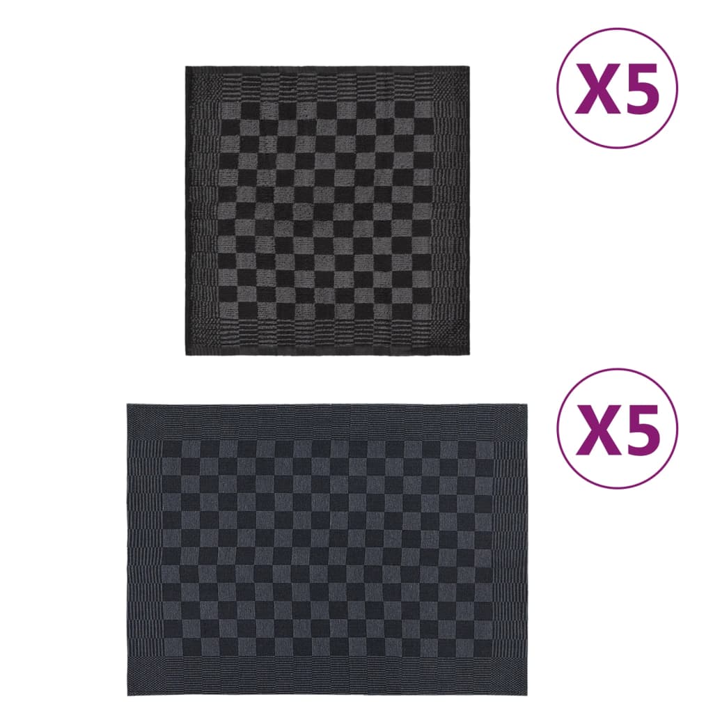 10 Piece Towel Set Black and Grey Cotton - Merkel Designers