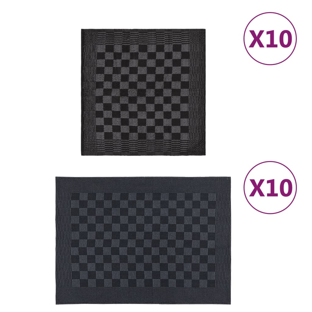 20 Piece Towel Set Black and Grey Cotton - Tyrell & Tyrell