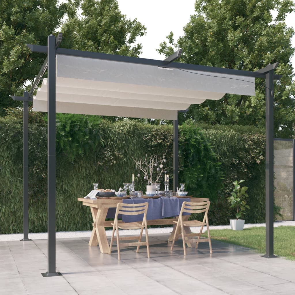 Garden Gazebo with Retractable Roof 3x3 m Cream - Sid & Sam