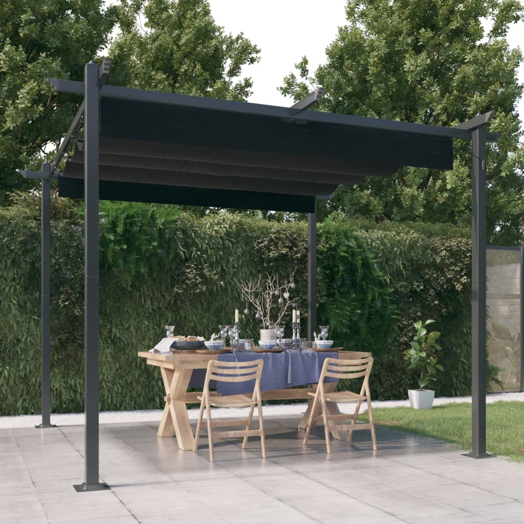Garden Gazebo with Retractable Roof 3x3 m Anthracite - Tyrell & Tyrell