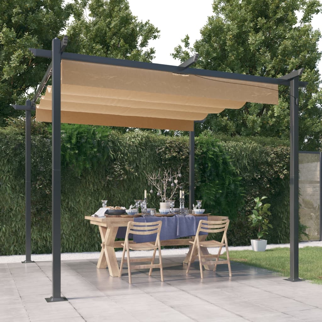 Garden Gazebo with Retractable Roof 3x3 m Taupe - Merlin Deals