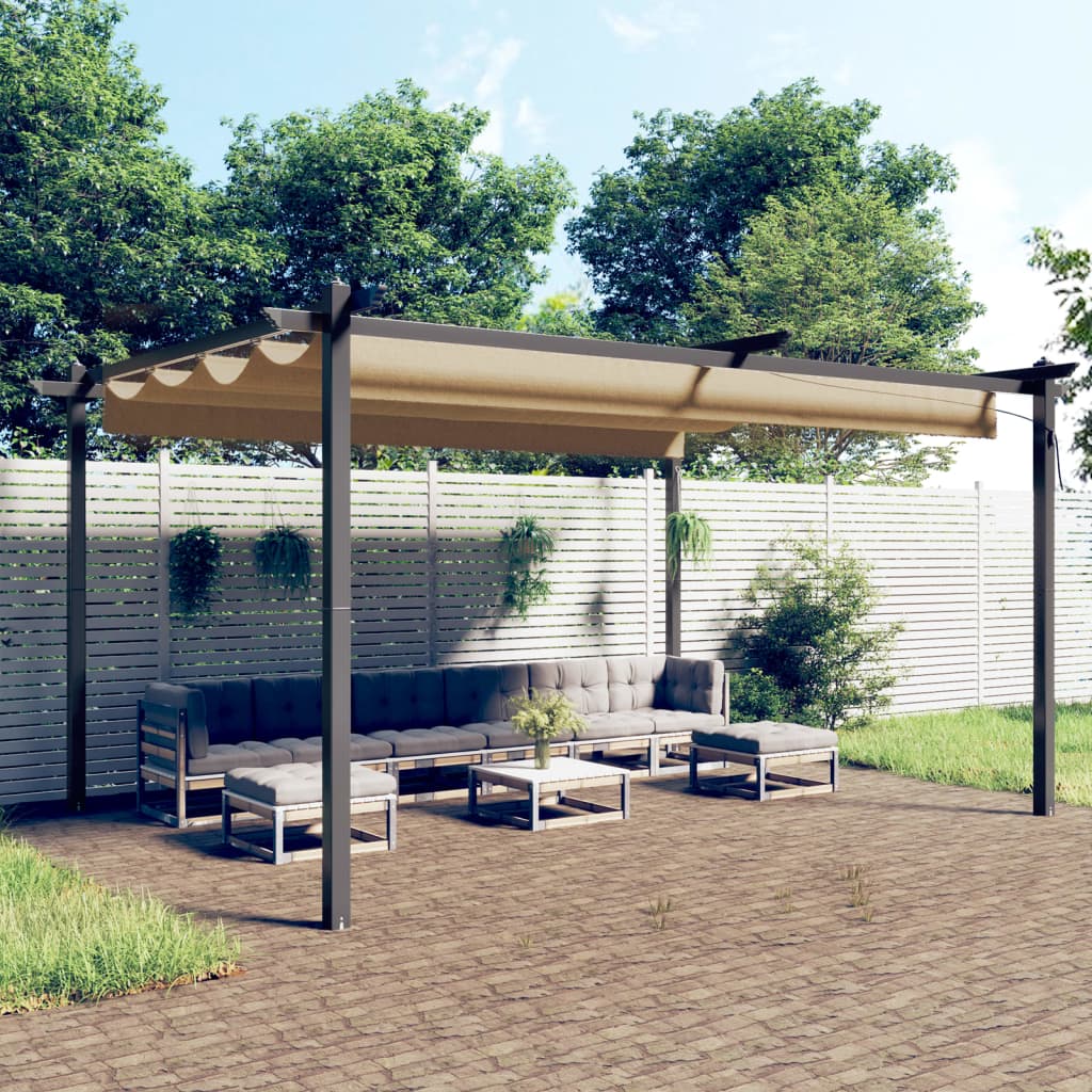 Garden Gazebo with Retractable Roof 4x3 m Taupe - Design Hut