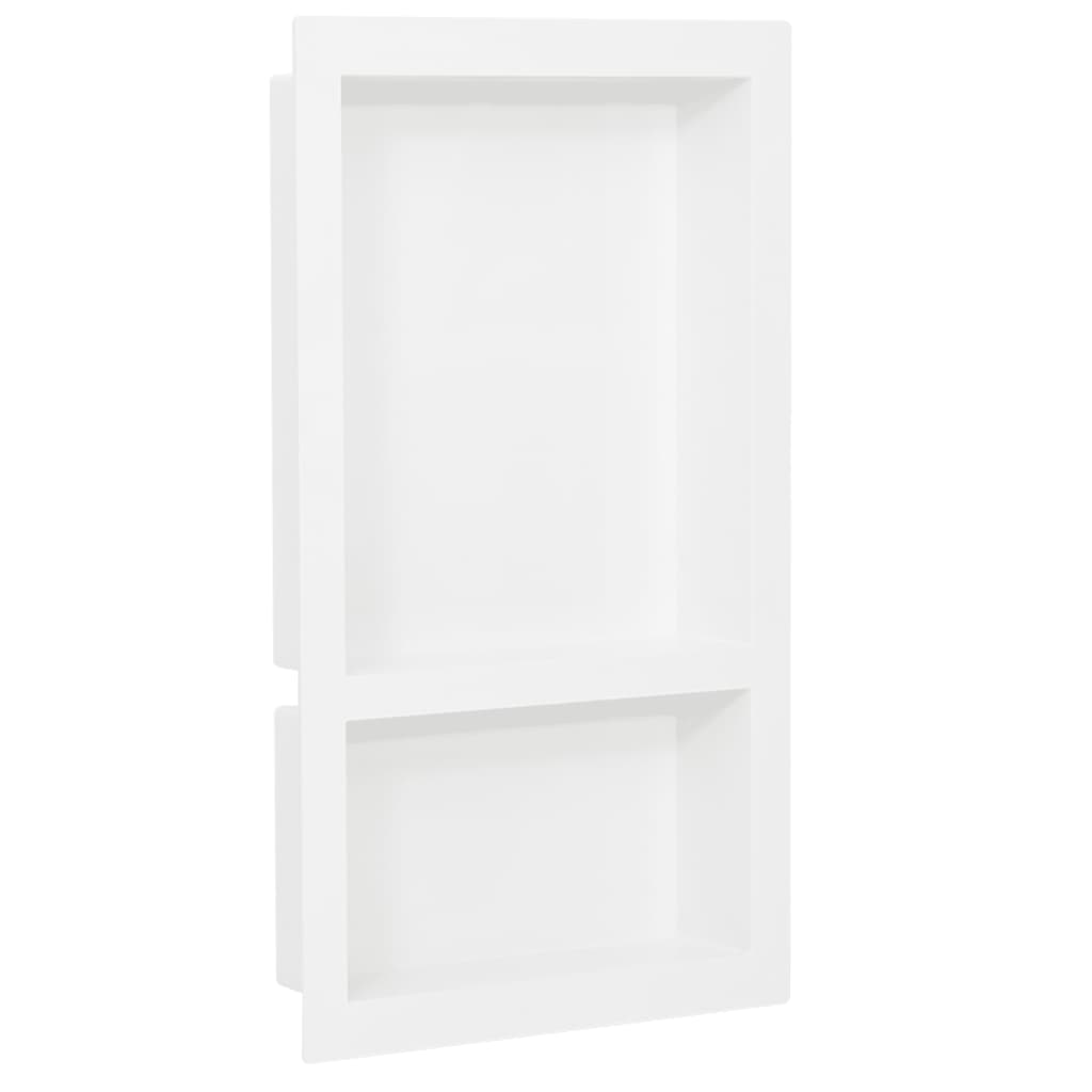 Shower Niche with 2 Compartments High Gloss White 41x69x9 cm - Brittle & Co