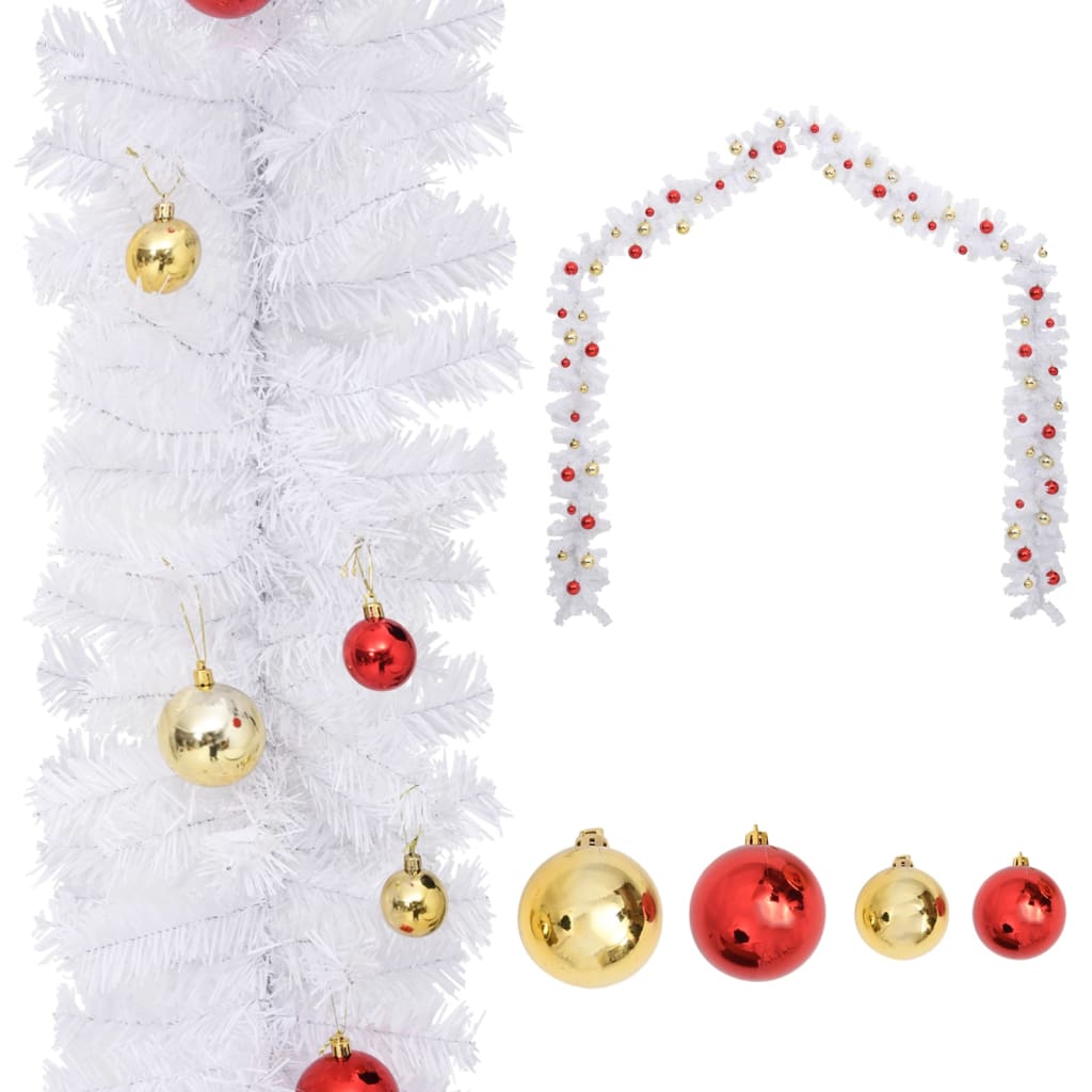 Geile Christmas Garland Decorated with Baubles White 10 m - Unbeatable Bargains
