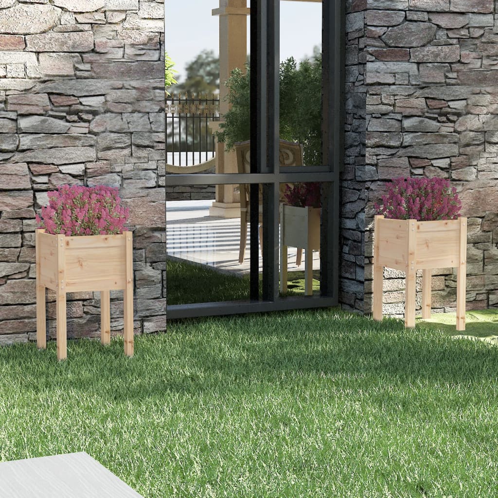 Garden Planters 2 pcs 40x40x70 cm Solid Pinewood - Design Hut