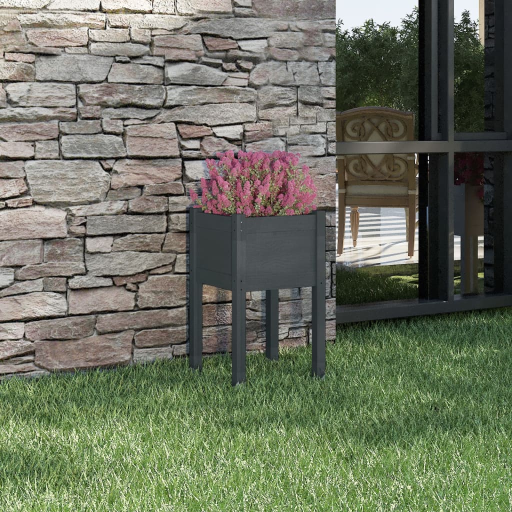 Garden Planter Grey 40x40x70 cm Solid Pinewood - R and M Furniture