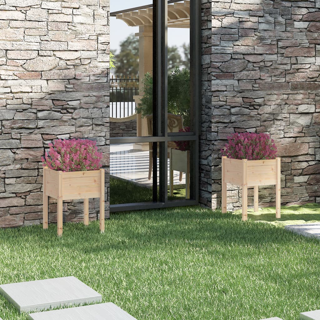 Garden Planters 2 pcs 50x50x70 cm Solid Pinewood - Discount Dealers