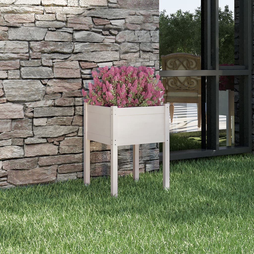 Garden Planter White 50x50x70 cm Solid Pinewood - Casper Homes