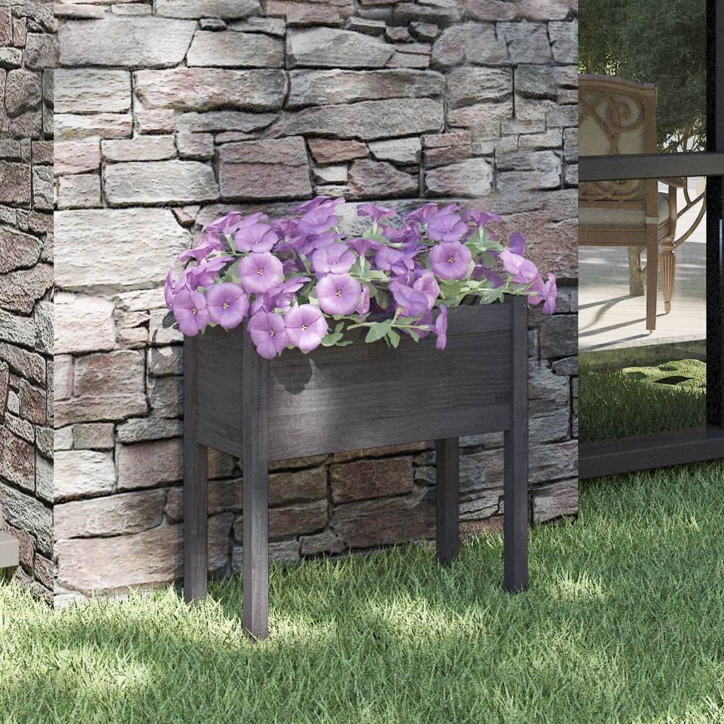 Garden Planter Grey 70x31x70 cm Solid Pinewood - Design Hut