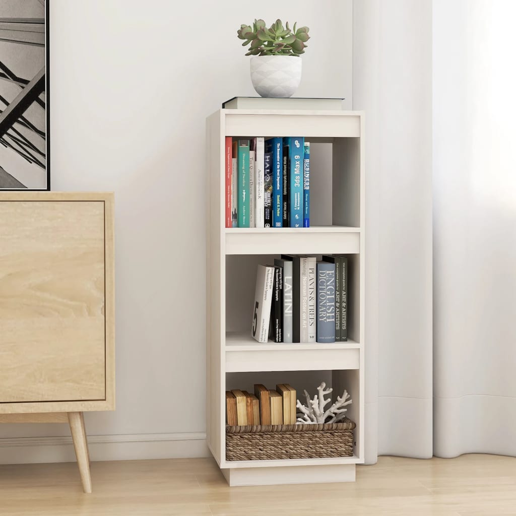 Book Cabinet/Room Divider White 40x35x103 cm Solid Pinewood - Decor Base
