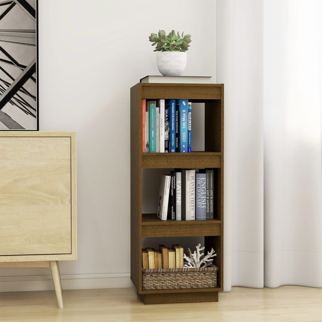 Book Cabinet/Room Divider Honey Brown Solid Pinewood - Decor Base