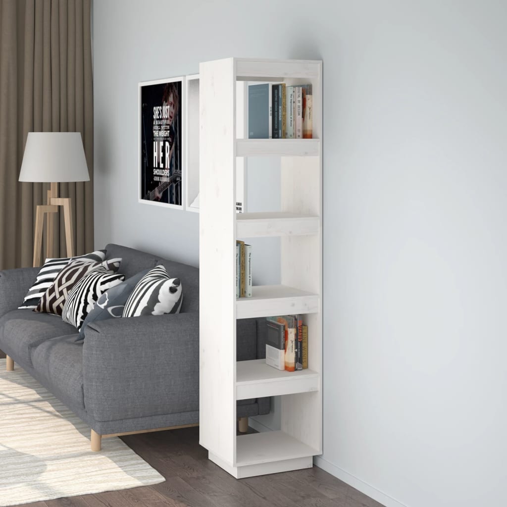 Book Cabinet/Room Divider White 40x35x167 cm Solid Wood Pine - All Things Good