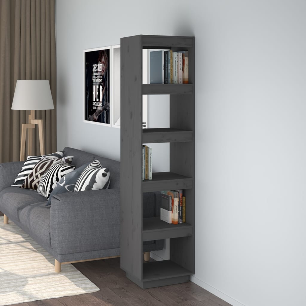Book Cabinet/Room Divider Grey 40x35x167 cm Solid Wood Pine - Design Hut