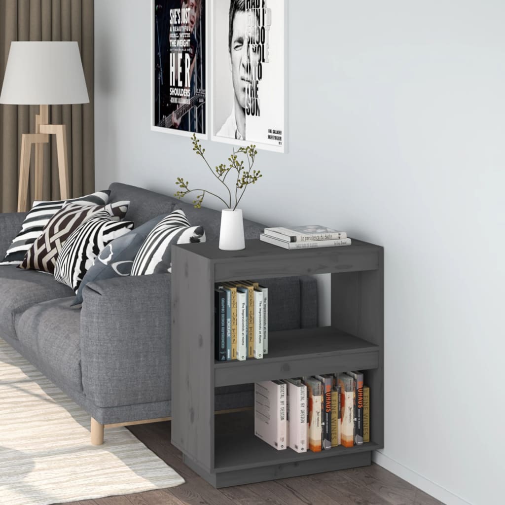 Book Cabinet Grey 60x35x71 cm Solid Wood Pine - Design Hut