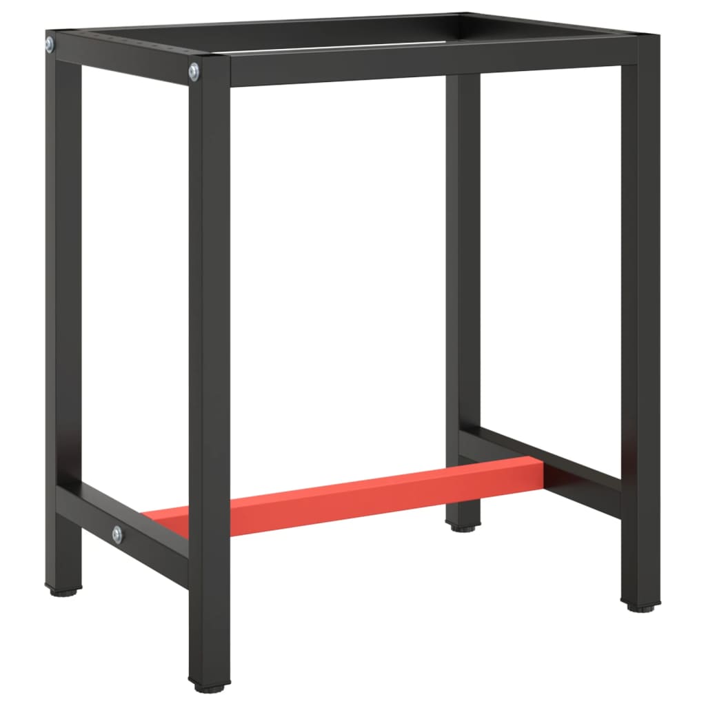 Work Bench Frame Matte Black and Matte Red 70x50x79 cm Metal - Unbeatable Bargains