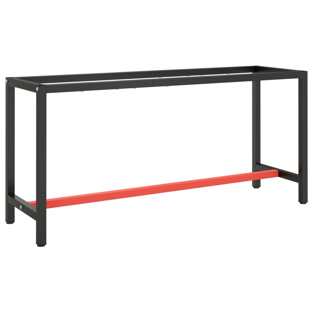 Work Bench Frame Matte Black and Matte Red 170x50x79 cm Metal - Design Hut