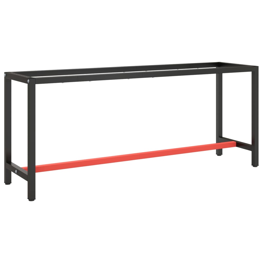 Work Bench Frame Matte Black and Matte Red 190x50x79 cm Metal - Direct Imports