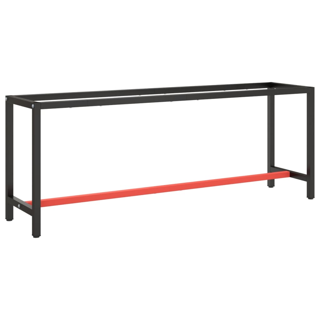 Work Bench Frame Matte Black and Matte Red 210x50x79 cm Metal - Merlin Deals