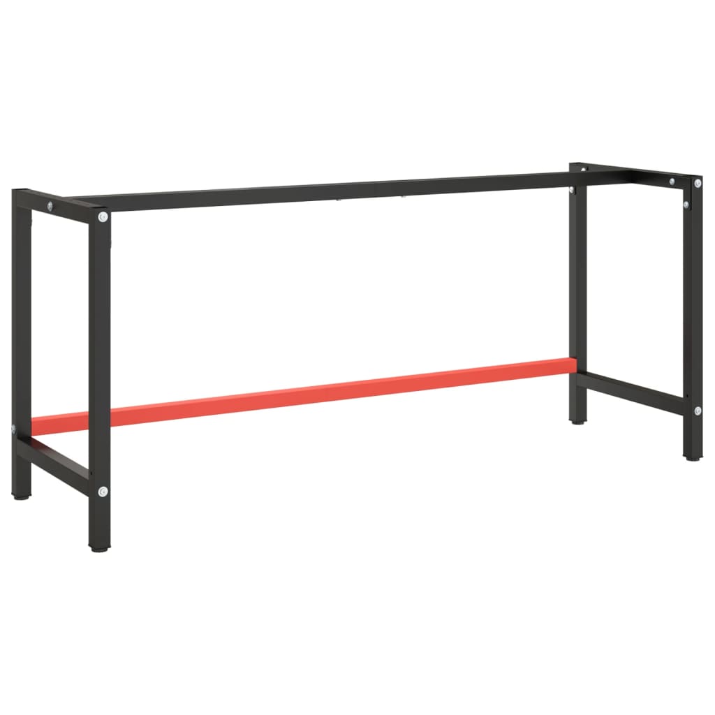 Work Bench Frame Matte Black and Matte Red 180x57x79 cm Metal - Decor Base