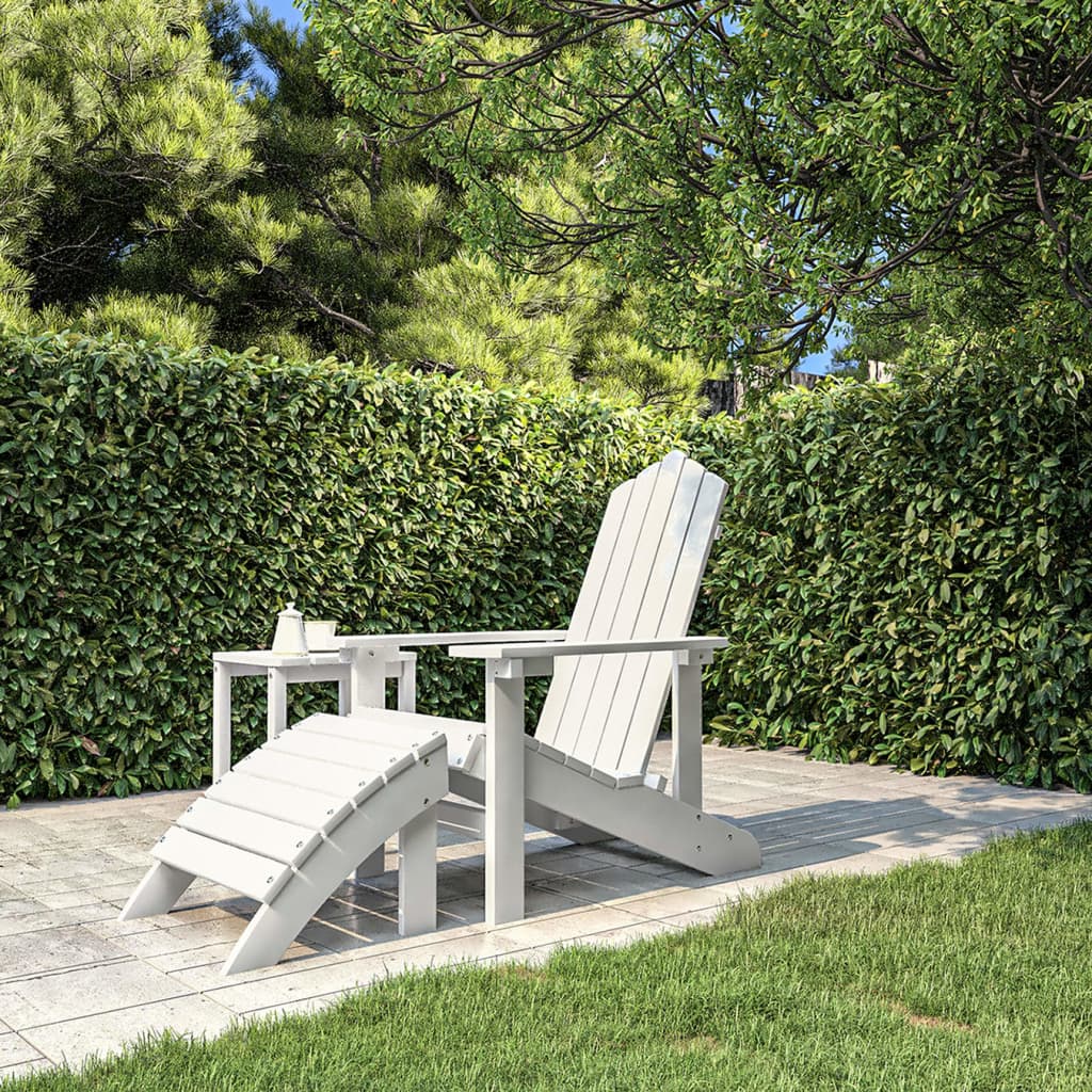 Garden Adirondack Chair with Footstool HDPE White - Unbeatable Bargains